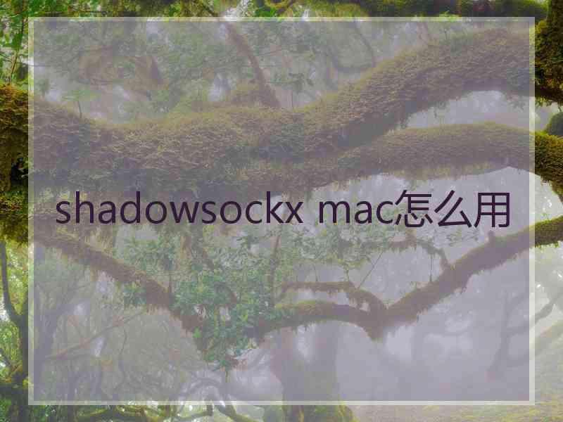 shadowsockx mac怎么用