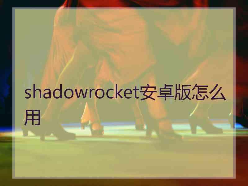 shadowrocket安卓版怎么用