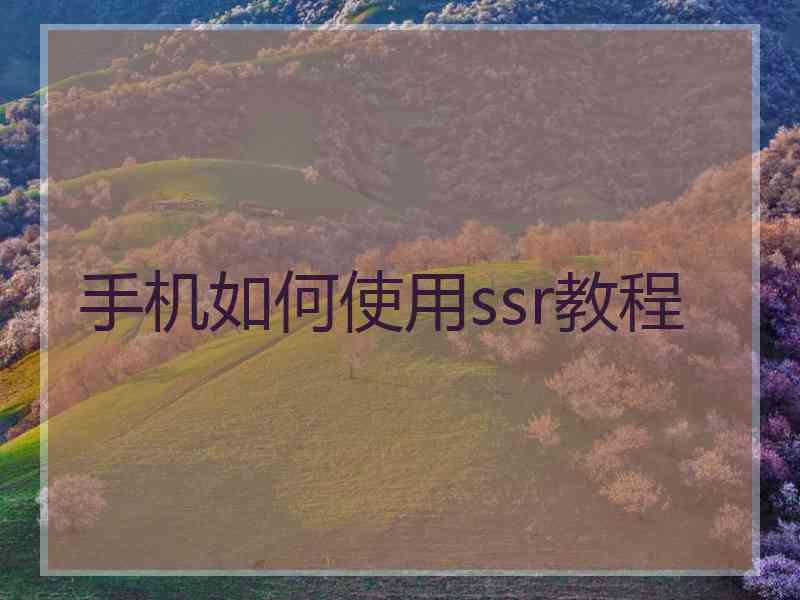 手机如何使用ssr教程