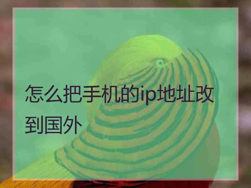 怎么把手机的ip地址改到国外